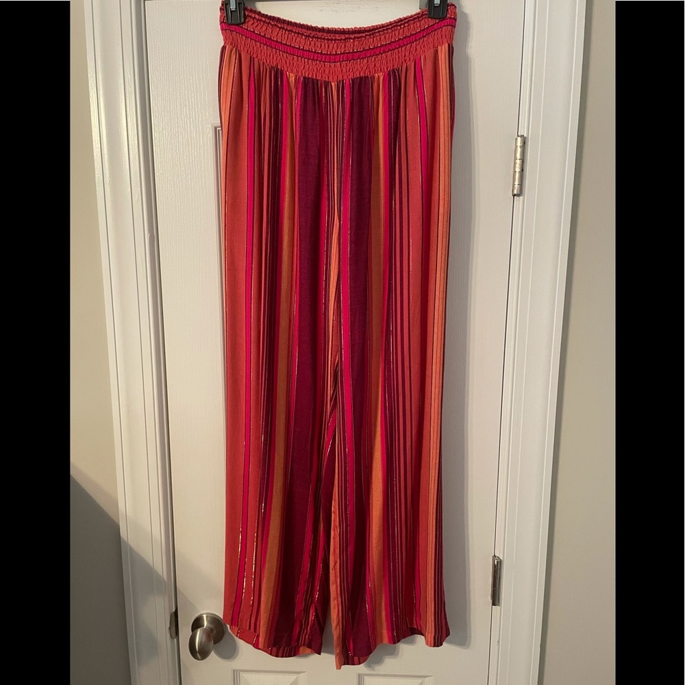 Bright pink and Orange striped palazzo pants